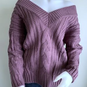 1 LEFT!! Lilac Oversized Cable Knit Sweater
